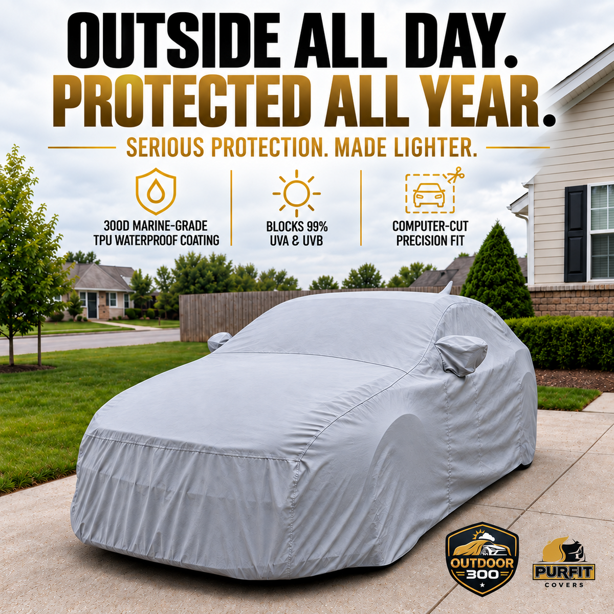 2003-2008 Toyota Matrix XR w/aerial pocket 2 mirrors Outdoor 300 Custom Outdoor Car Cover