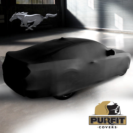 2015-2020 Ford Mustang Coupe Indoor Custom Car Cover 2 mirrors (w or w/o wing) no aerial w Horse Ltd Edition logo